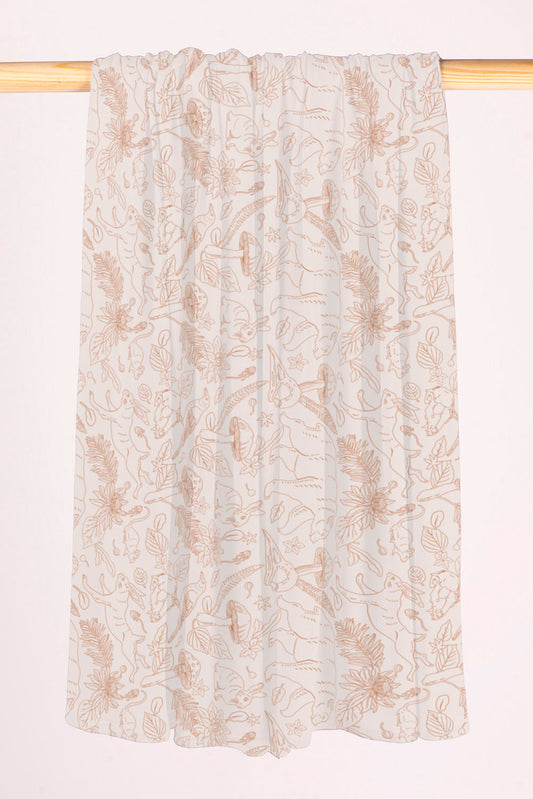 Wodlands Tencel Swaddle Blanket with forst wildlife print