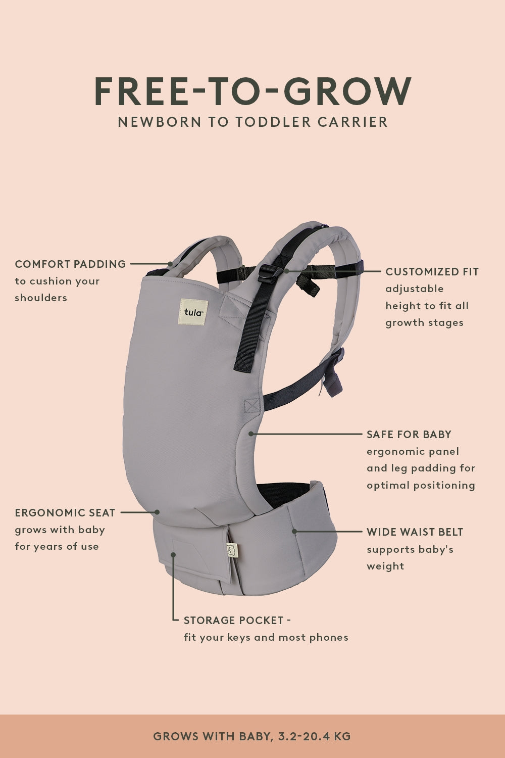 Classic Blue - Seersucker Free-to-Grow Baby Carrier