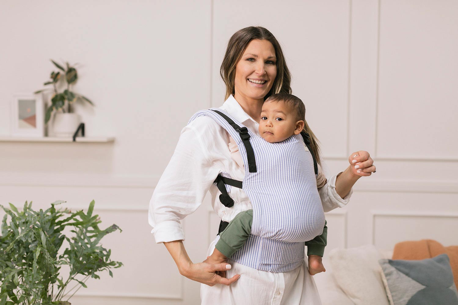 Classic Blue - Seersucker Free-to-Grow Baby Carrier